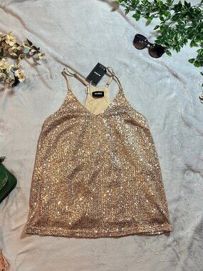 miduo Sequin Camisole in Gold Size Large NWT